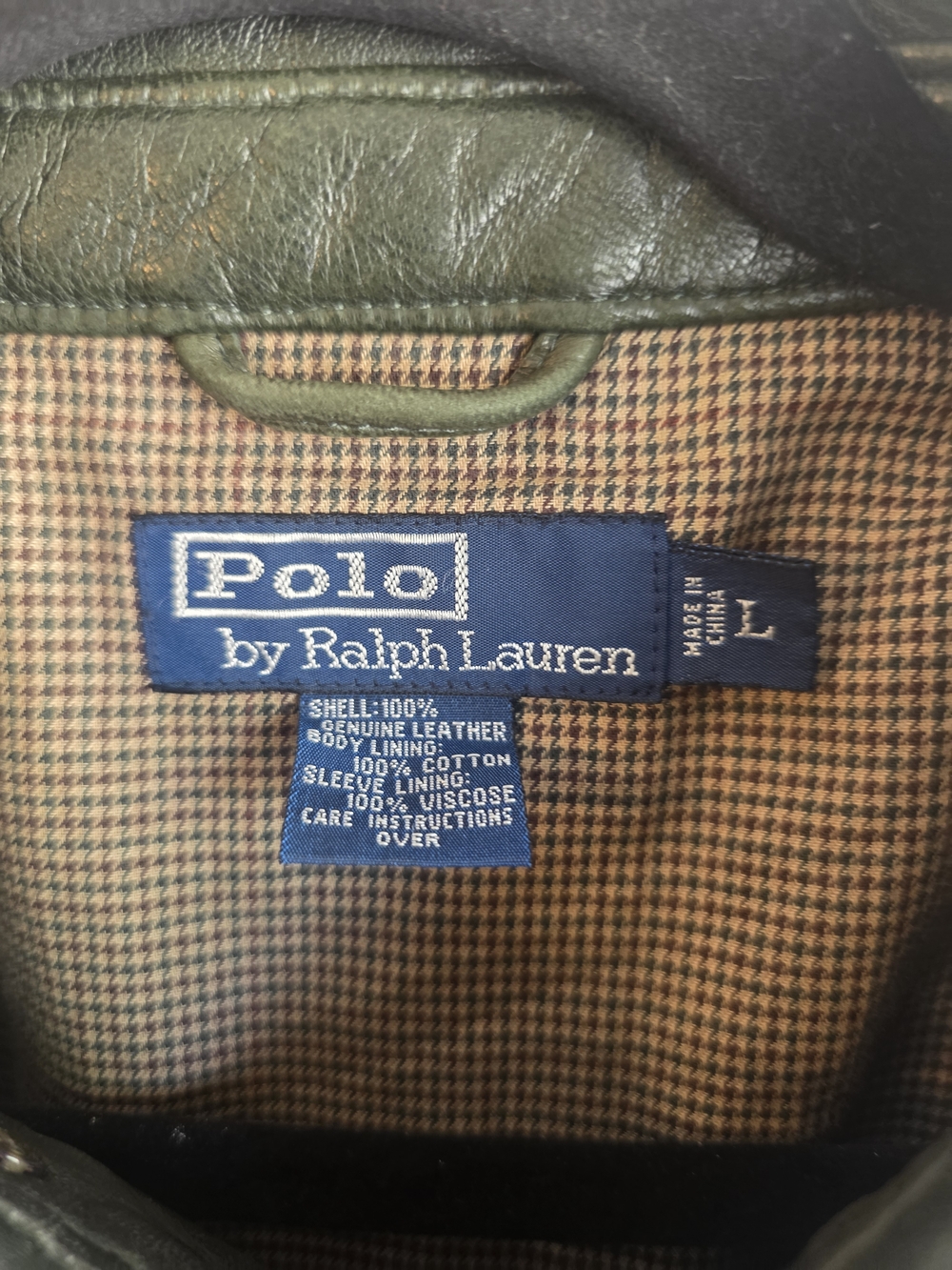 VTG Polo Ralph Lauren Olive Leather Bomber Jacket - Premium Leather - Picture 4 of 17